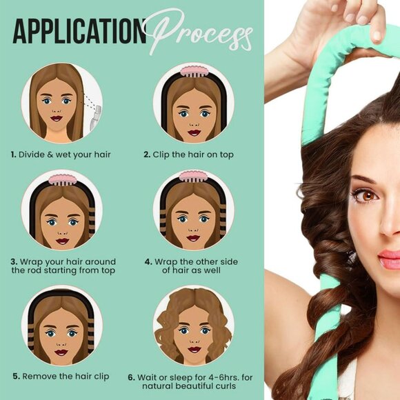 KAV Silk Heatless Curling Rod with Clip and Scrunchie Set, 4pcs set - Picture 4 of 4